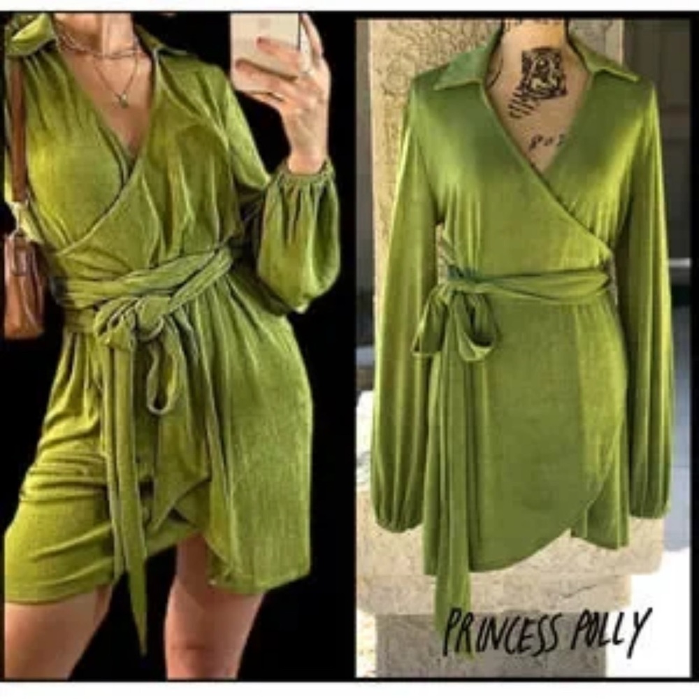 Princess Polly Olive Wrap Mini Dress